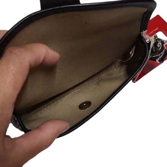 Dooney & Bourke Flap Wristlet Signature Fabric 7 Leather Black Grey Silver NWT - Picture 10 of 14